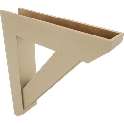 Ekena Millwork - BKTUR0756X36X44TRA06RCPR - Timberthane Faux Wood Traditional Style Bracket w/ Offset Brace, Slat Ends, 7 1/2"W x 36"D x 44"H, Primed Tan