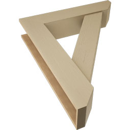 Ekena Millwork - BKTUR0756X36X44TRA06RCPR - Timberthane Faux Wood Traditional Style Bracket w/ Offset Brace, Slat Ends, 7 1/2"W x 36"D x 44"H, Primed Tan