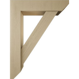 Ekena Millwork - BKTUR0756X36X48TRA06RCPR - Timberthane Faux Wood Traditional Style Bracket w/ Offset Brace, Slat Ends, 7 1/2"W x 36"D x 48"H, Primed Tan