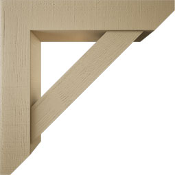Ekena Millwork - BKTUR0756X38X38TRA06RCPR - Timberthane Faux Wood Traditional Style Bracket w/ Offset Brace, Slat Ends, 7 1/2"W x 38"D x 38"H, Primed Tan