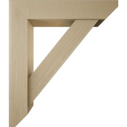 Ekena Millwork - BKTUR0756X38X44TRA06RCPR - Timberthane Faux Wood Traditional Style Bracket w/ Offset Brace, Slat Ends, 7 1/2"W x 38"D x 44"H, Primed Tan