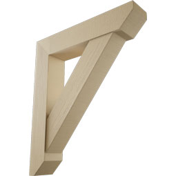 Ekena Millwork - BKTUR0756X38X44TRA06RCPR - Timberthane Faux Wood Traditional Style Bracket w/ Offset Brace, Slat Ends, 7 1/2"W x 38"D x 44"H, Primed Tan