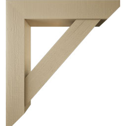Ekena Millwork - BKTUR0756X40X44TRA06RCPR - Timberthane Faux Wood Traditional Style Bracket w/ Offset Brace, Slat Ends, 7 1/2"W x 40"D x 44"H, Primed Tan