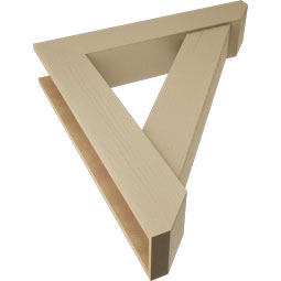Ekena Millwork - BKTUR0756X40X44TRA06RCPR - Timberthane Faux Wood Traditional Style Bracket w/ Offset Brace, Slat Ends, 7 1/2"W x 40"D x 44"H, Primed Tan