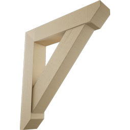 Ekena Millwork - BKTUR0756X40X44TRA06RCPR - Timberthane Faux Wood Traditional Style Bracket w/ Offset Brace, Slat Ends, 7 1/2"W x 40"D x 44"H, Primed Tan