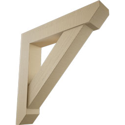 Ekena Millwork - BKTUR0756X42X42TRA06RCPR - Timberthane Faux Wood Traditional Style Bracket w/ Offset Brace, Slat Ends, 7 1/2"W x 42"D x 42"H, Primed Tan