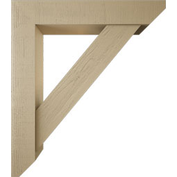 Ekena Millwork - BKTUR0756X42X48TRA06RCPR - Timberthane Faux Wood Traditional Style Bracket w/ Offset Brace, Slat Ends, 7 1/2"W x 42"D x 48"H, Primed Tan