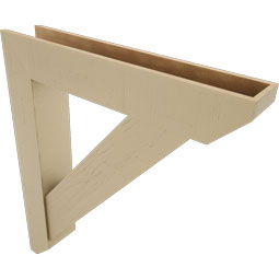 Ekena Millwork - BKTUR0756X42X48TRA06RCPR - Timberthane Faux Wood Traditional Style Bracket w/ Offset Brace, Slat Ends, 7 1/2"W x 42"D x 48"H, Primed Tan