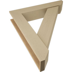 Ekena Millwork - BKTUR0756X42X48TRA06RCPR - Timberthane Faux Wood Traditional Style Bracket w/ Offset Brace, Slat Ends, 7 1/2"W x 42"D x 48"H, Primed Tan