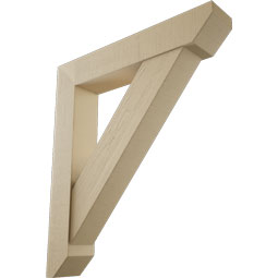 Ekena Millwork - BKTUR0756X42X48TRA06RCPR - Timberthane Faux Wood Traditional Style Bracket w/ Offset Brace, Slat Ends, 7 1/2"W x 42"D x 48"H, Primed Tan