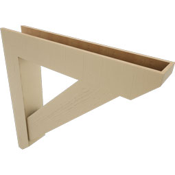 Ekena Millwork - BKTUR0756X44X44TRA06RCPR - Timberthane Faux Wood Traditional Style Bracket w/ Offset Brace, Slat Ends, 7 1/2"W x 44"D x 44"H, Primed Tan