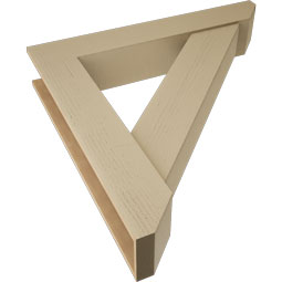 Ekena Millwork - BKTUR0756X44X44TRA06RCPR - Timberthane Faux Wood Traditional Style Bracket w/ Offset Brace, Slat Ends, 7 1/2"W x 44"D x 44"H, Primed Tan