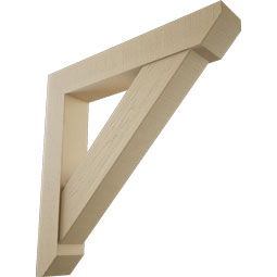 Ekena Millwork - BKTUR0756X46X46TRA06RCPR - Timberthane Faux Wood Traditional Style Bracket w/ Offset Brace, Slat Ends, 7 1/2"W x 46"D x 46"H, Primed Tan