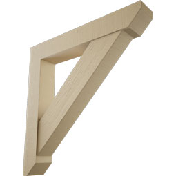 Ekena Millwork - BKTUR0756X48X48TRA06RCPR - Timberthane Faux Wood Traditional Style Bracket w/ Offset Brace, Slat Ends, 7 1/2"W x 48"D x 48"H, Primed Tan