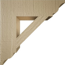 Ekena Millwork - BKTUR035X14X14TRA01RCPR - Timberthane Faux Wood Traditional Style Bracket, Traditional Ends, 3 1/2"W x 14"D x 14"H, Primed Tan