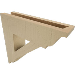 Ekena Millwork - BKTUR035X14X14TRA01RCPR - Timberthane Faux Wood Traditional Style Bracket, Traditional Ends, 3 1/2"W x 14"D x 14"H, Primed Tan
