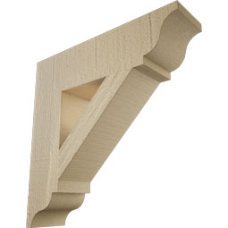 Ekena Millwork - BKTUR035X14X14TRA01RCPR - Timberthane Faux Wood Traditional Style Bracket, Traditional Ends, 3 1/2"W x 14"D x 14"H, Primed Tan