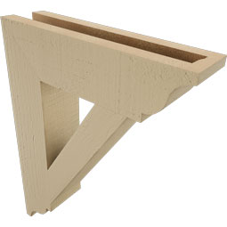 Ekena Millwork - BKTUR035X14X18TRA01RCPR - Timberthane Faux Wood Traditional Style Bracket, Traditional Ends, 3 1/2"W x 14"D x 18"H, Primed Tan