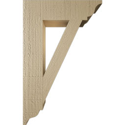 Ekena Millwork - BKTUR035X14X22TRA01RCPR - Timberthane Faux Wood Traditional Style Bracket, Traditional Ends, 3 1/2"W x 14"D x 22"H, Primed Tan