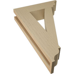 Ekena Millwork - BKTUR035X14X22TRA01RCPR - Timberthane Faux Wood Traditional Style Bracket, Traditional Ends, 3 1/2"W x 14"D x 22"H, Primed Tan