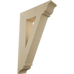 Ekena Millwork - BKTUR035X14X22TRA01RCPR - Timberthane Faux Wood Traditional Style Bracket, Traditional Ends, 3 1/2"W x 14"D x 22"H, Primed Tan