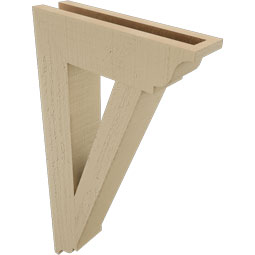 Ekena Millwork - BKTUR035X14X26TRA01RCPR - Timberthane Faux Wood Traditional Style Bracket, Traditional Ends, 3 1/2"W x 14"D x 26"H, Primed Tan