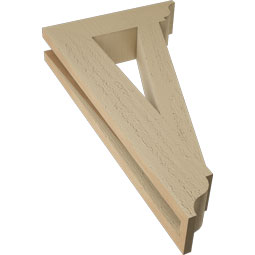 Ekena Millwork - BKTUR035X14X26TRA01RCPR - Timberthane Faux Wood Traditional Style Bracket, Traditional Ends, 3 1/2"W x 14"D x 26"H, Primed Tan