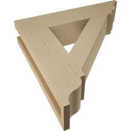 Ekena Millwork - BKTUR035X16X16TRA01RCPR - Timberthane Faux Wood Traditional Style Bracket, Traditional Ends, 3 1/2"W x 16"D x 16"H, Primed Tan
