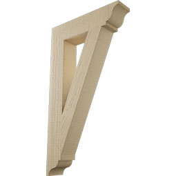 Ekena Millwork - BKTUR035X16X28TRA01RCPR - Timberthane Faux Wood Traditional Style Bracket, Traditional Ends, 3 1/2"W x 16"D x 28"H, Primed Tan