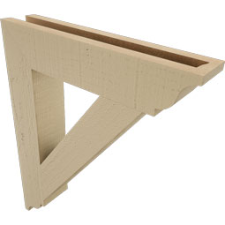 Ekena Millwork - BKTUR035X18X22TRA01RCPR - Timberthane Faux Wood Traditional Style Bracket, Traditional Ends, 3 1/2"W x 18"D x 22"H, Primed Tan