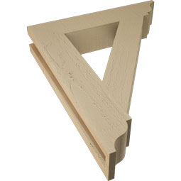 Ekena Millwork - BKTUR035X18X22TRA01RCPR - Timberthane Faux Wood Traditional Style Bracket, Traditional Ends, 3 1/2"W x 18"D x 22"H, Primed Tan