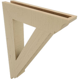 Ekena Millwork - BKTUR035X18X26TRA01RCPR - Timberthane Faux Wood Traditional Style Bracket, Traditional Ends, 3 1/2"W x 18"D x 26"H, Primed Tan