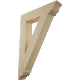 Ekena Millwork - BKTUR035X18X26TRA01RCPR - Timberthane Faux Wood Traditional Style Bracket, Traditional Ends, 3 1/2"W x 18"D x 26"H, Primed Tan