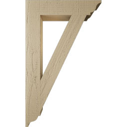 Ekena Millwork - BKTUR035X18X30TRA01RCPR - Timberthane Faux Wood Traditional Style Bracket, Traditional Ends, 3 1/2"W x 18"D x 30"H, Primed Tan