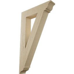 Ekena Millwork - BKTUR035X18X30TRA01RCPR - Timberthane Faux Wood Traditional Style Bracket, Traditional Ends, 3 1/2"W x 18"D x 30"H, Primed Tan