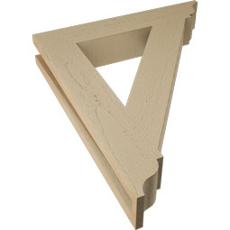 Ekena Millwork - BKTUR035X20X24TRA01RCPR - Timberthane Faux Wood Traditional Style Bracket, Traditional Ends, 3 1/2"W x 20"D x 24"H, Primed Tan