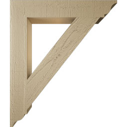 Ekena Millwork - BKTUR035X22X26TRA01RCPR - Timberthane Faux Wood Traditional Style Bracket, Traditional Ends, 3 1/2"W x 22"D x 26"H, Primed Tan