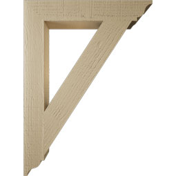 Ekena Millwork - BKTUR035X22X30TRA01RCPR - Timberthane Faux Wood Traditional Style Bracket, Traditional Ends, 3 1/2"W x 22"D x 30"H, Primed Tan