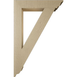 Ekena Millwork - BKTUR035X22X34TRA01RCPR - Timberthane Faux Wood Traditional Style Bracket, Traditional Ends, 3 1/2"W x 22"D x 34"H, Primed Tan