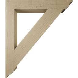 Ekena Millwork - BKTUR035X26X30TRA01RCPR - Timberthane Faux Wood Traditional Style Bracket, Traditional Ends, 3 1/2"W x 26"D x 30"H, Primed Tan