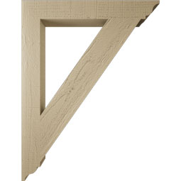 Ekena Millwork - BKTUR035X26X34TRA01RCPR - Timberthane Faux Wood Traditional Style Bracket, Traditional Ends, 3 1/2"W x 26"D x 34"H, Primed Tan