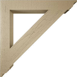 Ekena Millwork - BKTUR035X28X28TRA01RCPR - Timberthane Faux Wood Traditional Style Bracket, Traditional Ends, 3 1/2"W x 28"D x 28"H, Primed Tan