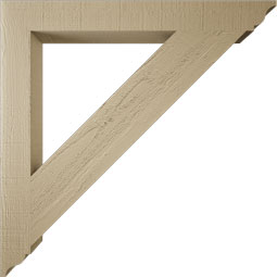 Ekena Millwork - BKTUR035X32X32TRA01RCPR - Timberthane Faux Wood Traditional Style Bracket, Traditional Ends, 3 1/2"W x 32"D x 32"H, Primed Tan