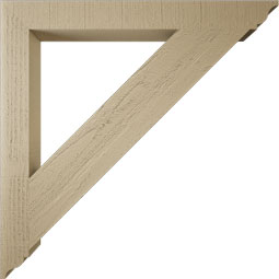 Ekena Millwork - BKTUR035X34X34TRA01RCPR - Timberthane Faux Wood Traditional Style Bracket, Traditional Ends, 3 1/2"W x 34"D x 34"H, Primed Tan