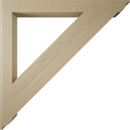 Ekena Millwork - BKTUR035X38X38TRA01RCPR - Timberthane Faux Wood Traditional Style Bracket, Traditional Ends, 3 1/2"W x 38"D x 38"H, Primed Tan