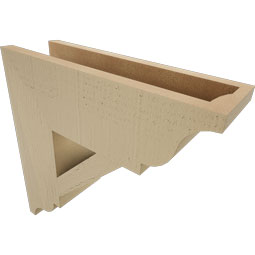 Ekena Millwork - BKTUR055X18X18TRA01RCPR - Timberthane Faux Wood Traditional Style Bracket, Traditional Ends, 5 1/2"W x 18"D x 18"H, Primed Tan