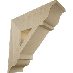 Ekena Millwork - BKTUR055X18X18TRA01RCPR - Timberthane Faux Wood Traditional Style Bracket, Traditional Ends, 5 1/2"W x 18"D x 18"H, Primed Tan