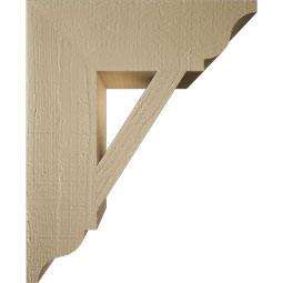 Ekena Millwork - BKTUR055X18X22TRA01RCPR - Timberthane Faux Wood Traditional Style Bracket, Traditional Ends, 5 1/2"W x 18"D x 22"H, Primed Tan
