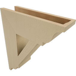 Ekena Millwork - BKTUR055X18X22TRA01RCPR - Timberthane Faux Wood Traditional Style Bracket, Traditional Ends, 5 1/2"W x 18"D x 22"H, Primed Tan