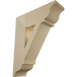 Ekena Millwork - BKTUR055X18X22TRA01RCPR - Timberthane Faux Wood Traditional Style Bracket, Traditional Ends, 5 1/2"W x 18"D x 22"H, Primed Tan